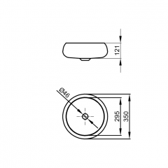 BETTECraft Раковина-чаша на столешницу круглая , 45х45х12 cм, без отв. под смеситель и перелива, цвет forest