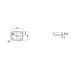 BETTEART Раковина накладная 30х40х9 cм, без отв под смеситель, без перелива, с креплением. цвет белый