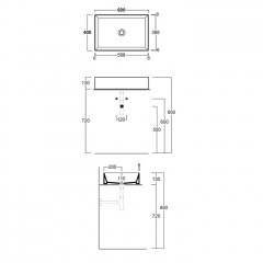 SIMAS AGILE Раковина 600х400 мм., для установки на столешницу, без перелива, без отверстия под смеситель, цвет Cemento matt