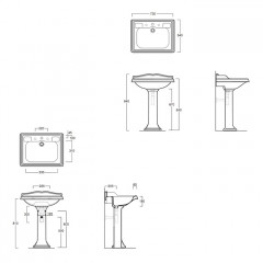 SIMAS Arcade 73, раковина со спинкой 73*54, с 3 отв. под смесители, цвет: белый
