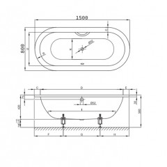 BETTE Starlet Ванна овальная с шумоизоляцией 150х80х42см, с самоочищающимся покрытием Glaze Plus, белая