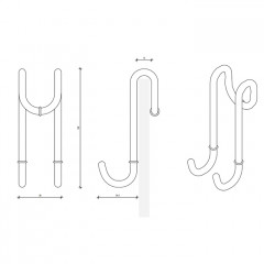 DECOR WALTHER DH 1 Крючок двойной, для установки на стекло душевой кабины, цвет Nero opaco