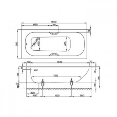 BETTE Form 2020 Ванна 1600х700х420 мм, с шумоизоляцией, BetteАнтислип Sense, цвет белый (для стандартного слива-перелива)