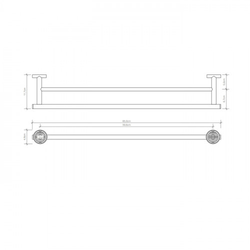 Decor Walther Basic HTD65 Полотенцедержатель двойной 65см, цвет:черный матовый