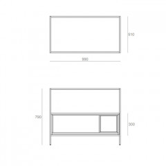 SIMAS FORIU Подвесная структура 80x51x15 см для керамической столешницы FO08 , цвет черный