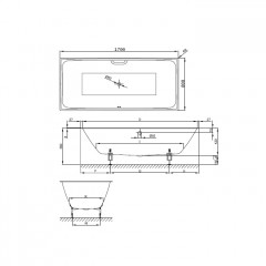 BETTE Loft Ванна с шумоизоляцией 1700х800х420 мм, цвет белый (для удлиненного слив-перелива)
