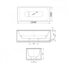 BetteLux SHAPE Каркас для ванны 3452 180x80см с панелью под слив, цвет/структура белая тонкая матовая структура 807