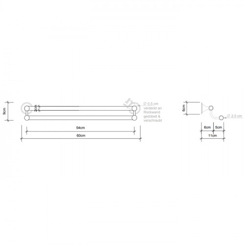 Decor Walther Classic HTD60 Полотенцедержатель двойной 60см, цвет: никель полированный