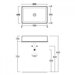 SIMAS AGILE Раковина на столешницу 60х40 см., без перелива, без отверстия под смеситель, цвет moka matt