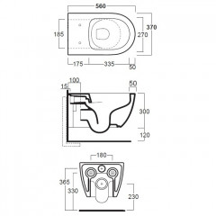 Simas Trevi Унитаз подвесной 56х37 см, безободковый, цвет черный матовый (без креплений F85)