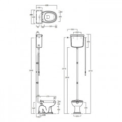 SIMAS Arcade Бачок подвесной (для высокой трубы) для унитаза AR801/AR811, 43x19,5х39 cм, цвет черный