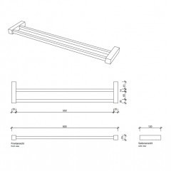 Decor Walther Corner HTD60 Полотенцедержатель 60см, двойной, цвет: черный матовый