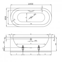 BETTE Starlet Oval Ванна с шумоизоляцией 185х85х42см, с самоочищающимся покрытием Glaze Plus, белая