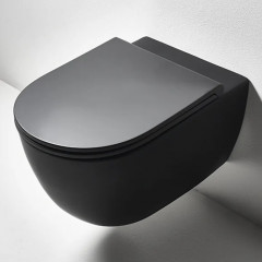 Simas Trevi Унитаз подвесной 56х37 см, безободковый, цвет черный матовый (без креплений F85)