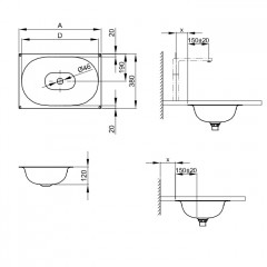 BETTE COMODO Раковина встраиваемая под столешницу 774х380х120 мм, без отв под смес, BetteGlasur® Plus, цвет белый