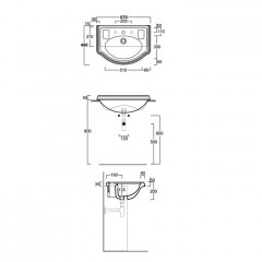 SIMAS Arcade Раковина полувстроенная 67x49см с 1 отв. под смеситель, цвет белый