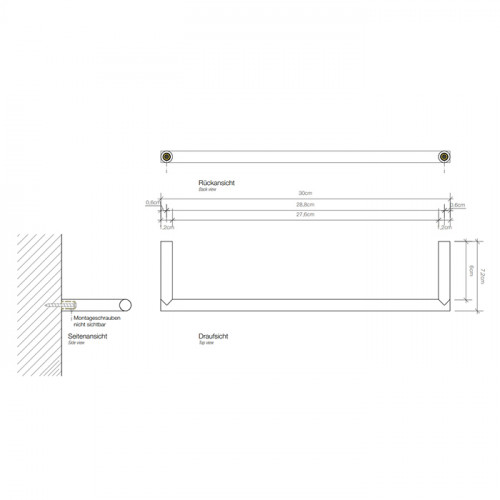 Decor Walther Mikado HTE30 Полотенцедержатель 30см, цвет: сталь матовая