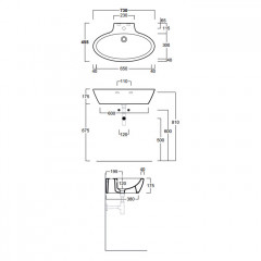 Simas Lft Spazio раковина подвесная/накладная 73x45,5см, с 1 отверстием выбитым вручную, цвет белый