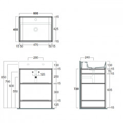 SIMAS AGILE Структура металлическая 61x46xh72 см, напольная, для раковины AG61, с 2 полками, цвет черный матовый