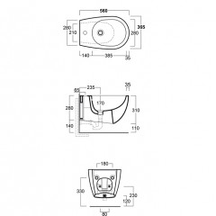 SIMAS Vignoni биде подвесное 56*36,5см, с 1 отв. под смеситель, без крепежа F85, цвет: черный матовый
