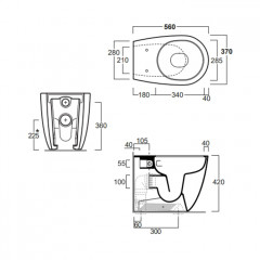 SIMAS Vignoni унитаз напольный приставной безободковый "Rimless" 56*36,5см, слив универсальный, смыв Tornado, цвет: tela matt