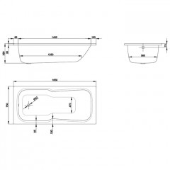 BETTE SET Ванна 165x75x38 , отв-я для перелива спереди, c покрытием BetteGlasur ® Plus цвет белый