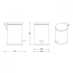 Decor Walther TE 38 SC Ведро 21xh29см, с педалью и крышкой, softclose, цвет: хром