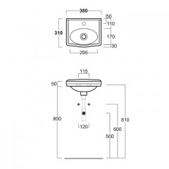 SIMAS Londra Раковина подвесная 38x31см с 1 отв-м под смеситель, цвет белый