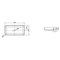 BETTEART Раковина на столешницу, 80х40хh11 cм,эмалированная,без отверстия под смеситель и перелива,с крепежом,цвет белый