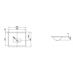 BETTELUX Раковина встраеваемая на столешницу 60*49,5*0,9/12см без отв.под смеситель, без перелива, с крепежем, цвет белый