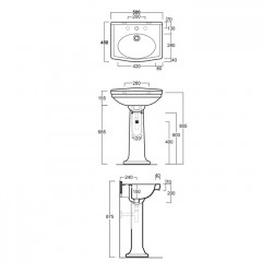 SIMAS Londra Раковина 58x45см с 3 отв. под смеситель (2 отв. выбитых вручную), цвет белый