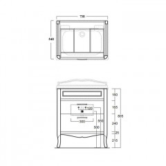 SIMAS Arcade База напольная 70 см под раковину AR834, 2 выдвижных ящика цвет белый ( ручки и петли хром)