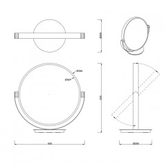 Decor Walther Club Vanity Косметическое зеркало 43см, настольное, увел. 5x, цвет: черный матовый / хром