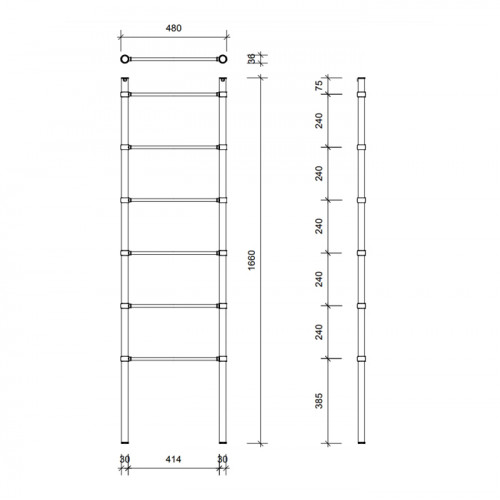 Decor Walther HTL 50 Полотенцедержатель лестница 48x166см, напольный, цвет: хром