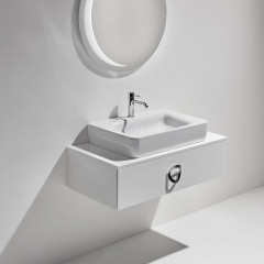 Simas Henges База под раковину подвесная 100x52xh27 см, с 1 ящиком, цвет белый глянцевый