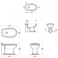 SIMAS Arcade Биде напольное с ободком 36х57см с 3 отв. под смеситель,(2отв. выбитых вручную), цвет белый