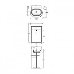 SIMAS WAVE Структура металлическая наполная 50х40х75 см, для раковины WA02,цвет черный матовый