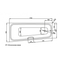 Bette Space S Ванна встраиваемая с шумоизоляцией 170х750х42 см, исполнение левое, цвет белый