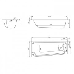 Bette Space S Ванна встраиваемая с шумоизоляцией 170х750х42 см, исполнение левое, цвет белый