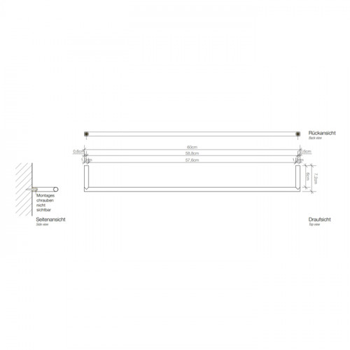 Decor Walther Mikado HTE60 Полотенцедержатель 60см, цвет: черный матовый