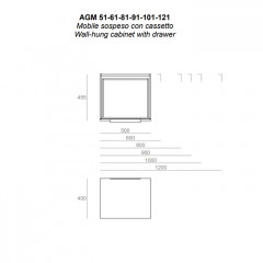 SIMAS AGILE Тумба подвесная 100x46xh40 см, для раковины AG101., 1 ящик, ручка матовый хром, цвет LAVA
