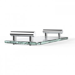 Decor Walther Bar Tab Поднос с ручками, стеклянный, цвет: хром / прозрачное стекло