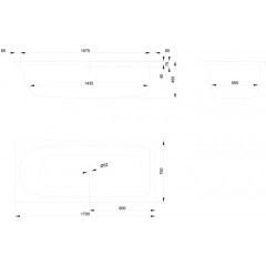 BETTE Ocean Ванна с шумоизоляцией 170х75х45, перелив спереди, BetteАнтислип Sense, белая (для удлиненного слива-перелива)