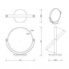 Decor Walther Club Vanity Косметическое зеркало 43см, настольное, увел. 5x, цвет: хром
