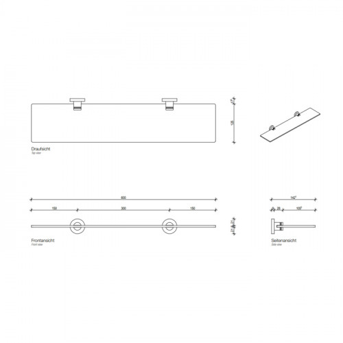 Decor Walther Basic GLA60 Полка стеклянная 60x14см, цвет: хром