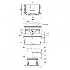 SIMAS Lante 90, раковина 90*54*h13, с 1 отв. под смеситель, цвет: белый