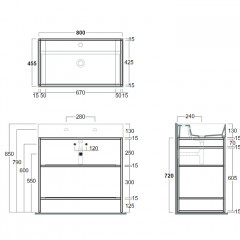 SIMAS AGILE Структура металлическая 81x46xh72 см, напольная, для раковины AG81, с 2 полками, цвет черный матовый