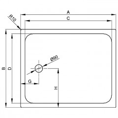 BETTE Supra Душевой поддон прямоуг-й 1500x1000x65мм, D90 мм, цвет белый