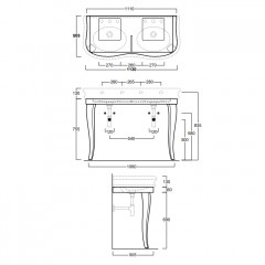 SIMAS Lante Деревянная структура 112,5*50,5*h75.5см под консоль LA12, цвет чёрный глянцевый