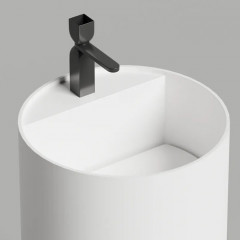 Salini ARMONIA ROUND TOP 01 Раковина напольная 450х450х900мм, с 1 отв. под смес, с декор.накладкой и выпуском, мат-л: S-Stone, матовый, белый.